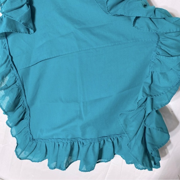 Vintage 90s Teal Pillowcases With Ruffle Trim x2 - Picture 9 of 16